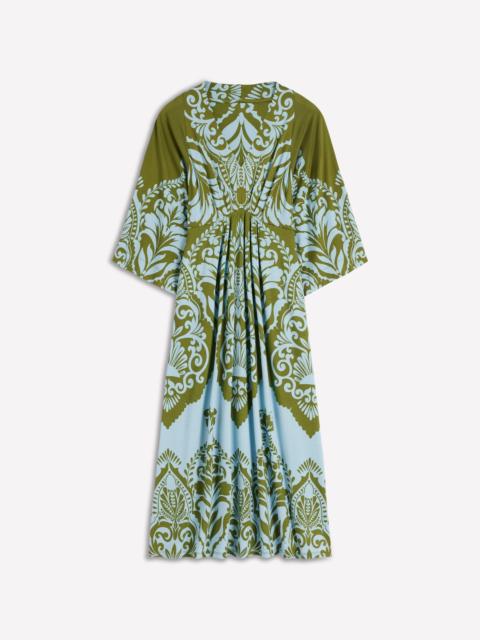 BODEN Nell Kimono Midi Jersey Dress-Olive, Ornamental Garden