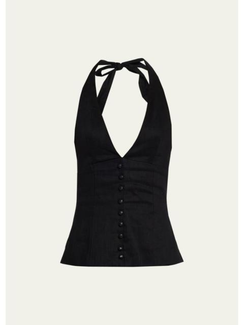 AEXAE Linen Halter Top