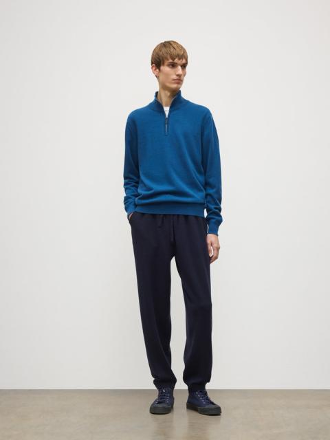 Johnstons of Elgin Reuben Blue Cashmere Zip Neck Jumper