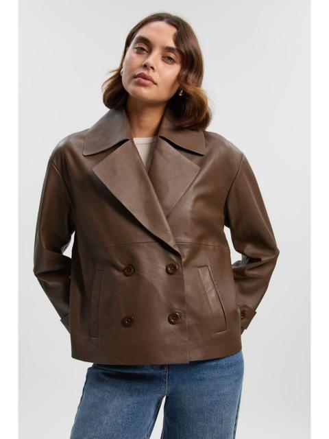 KAREN MILLEN Leather Button Jacket