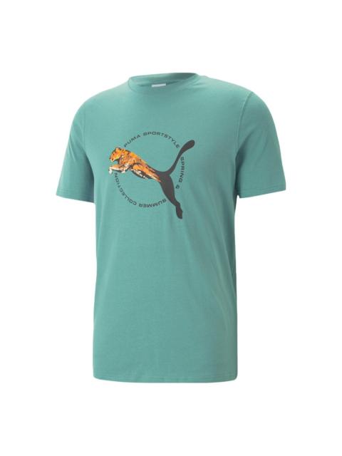 PUMA Real Cat Graphic T-Shirt 'Teal' 622537-84