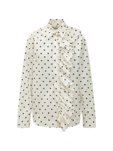 MSGM ruffled polka-dot shirt