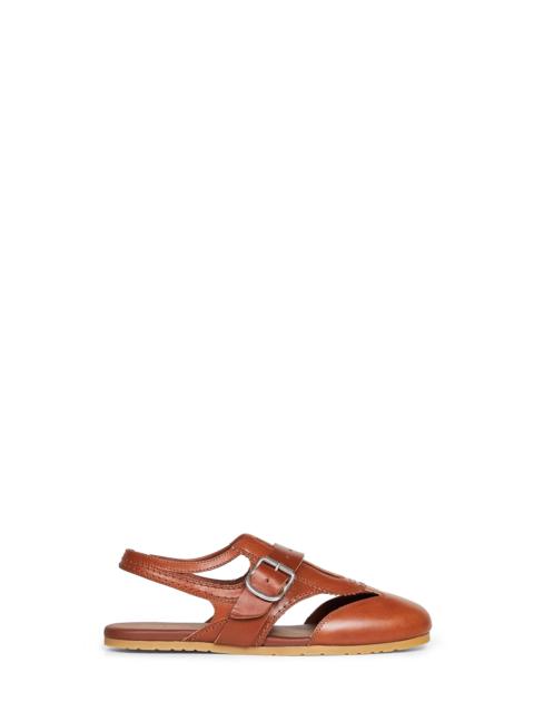 Dries Van Noten Burgundy calf leather flat spider-like sandals
