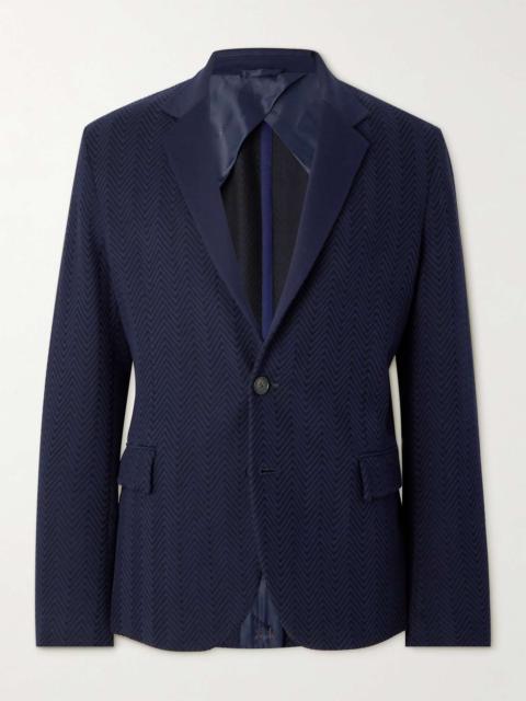 Zigzag Cotton-Blend Jacquard Suit Jacket
