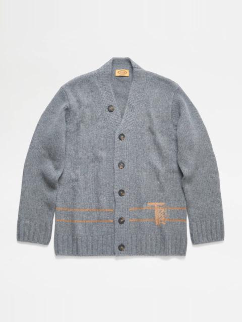 Tod's CASHMERE BLEND CARDIGAN - GREY
