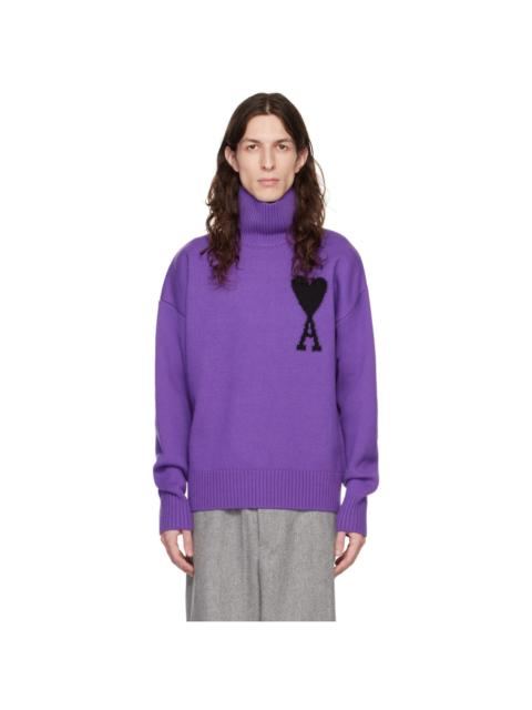 AMI Paris Purple Ami de Cœur Turtleneck