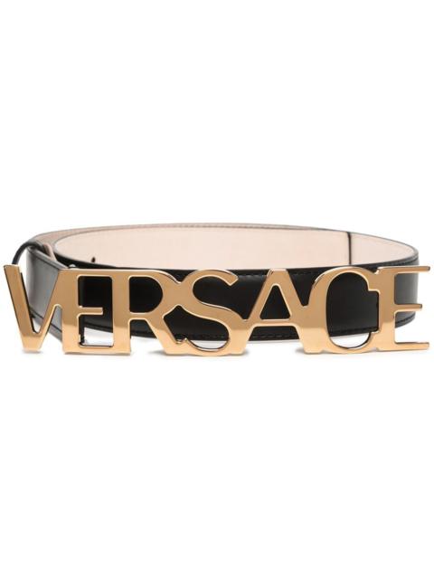 VERSACE logo-buckle leather belt