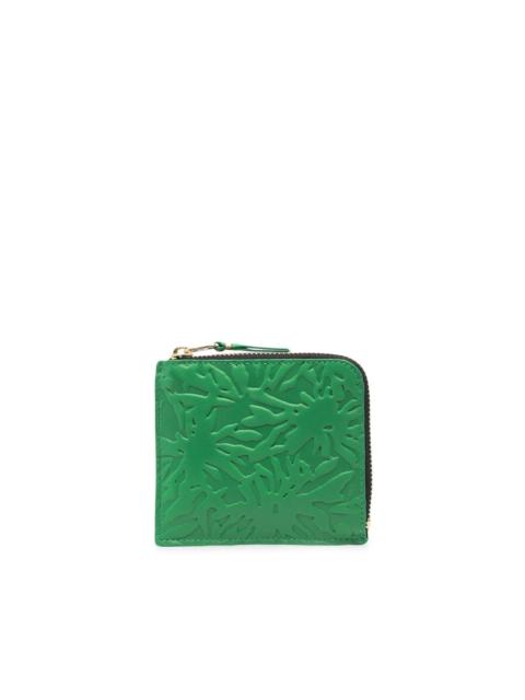 embossed zip-up wallet
