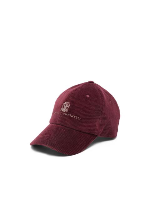 Brunello Cucinelli logo-embroidered corduroy cap