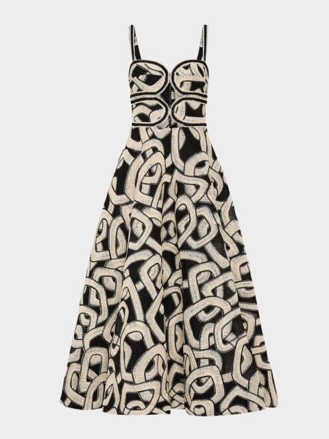 REBECCA VALLANCE Catena Cutout Mesh-Embroidered Midi Dress