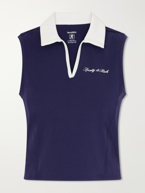 Sporty & Rich Logo-appliquéd Stretch-jersey Top