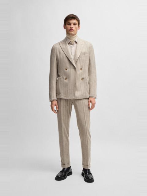 BOSS SLIM-FIT SUIT IN STRIPED WOOL