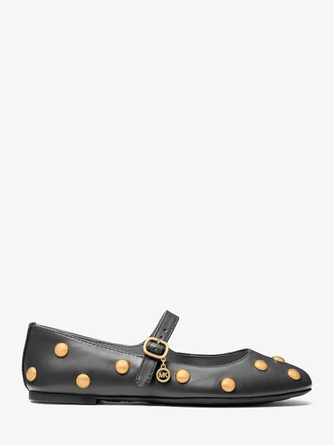 MICHAEL KORS Nellie Flex Studded Leather Ballet Flat