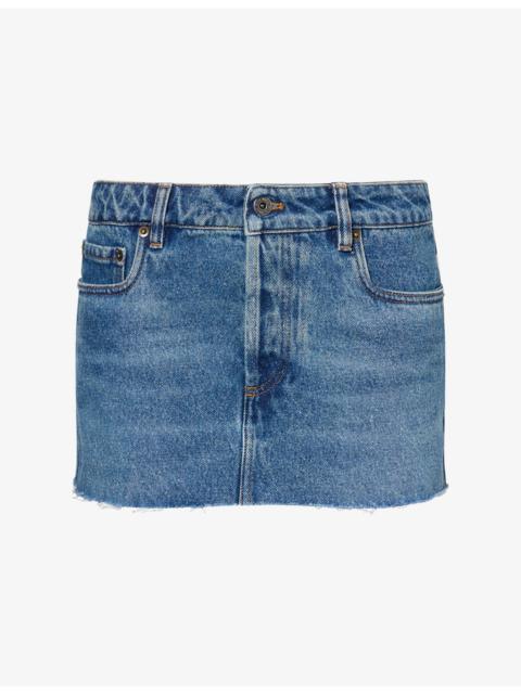 Miu Miu Frayed Denim Mini Skirt