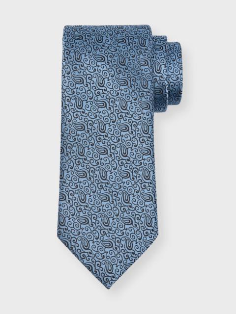 ZEGNA Men's 100 Fili Silk Paisley Jacquard Tie