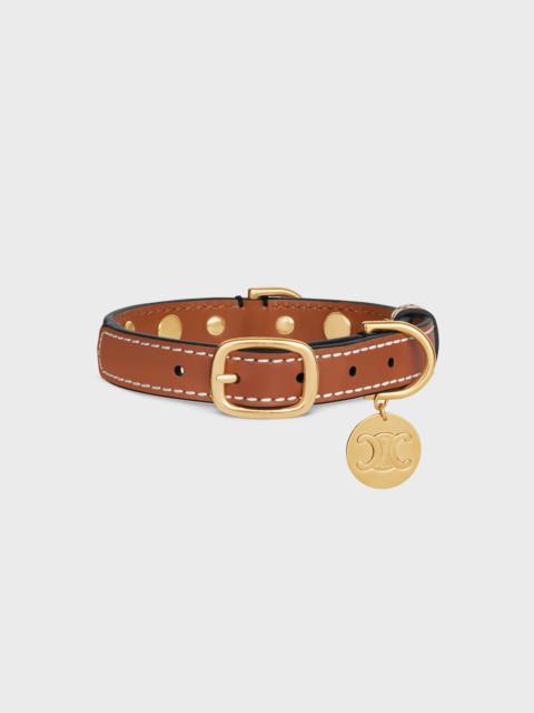 CELINE Small Thin Dog Collar in Triomphe Canvas & Calfskin with studs