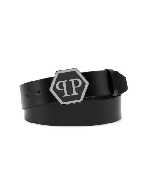 PHILIPP PLEIN Hexagon-logo leather belt