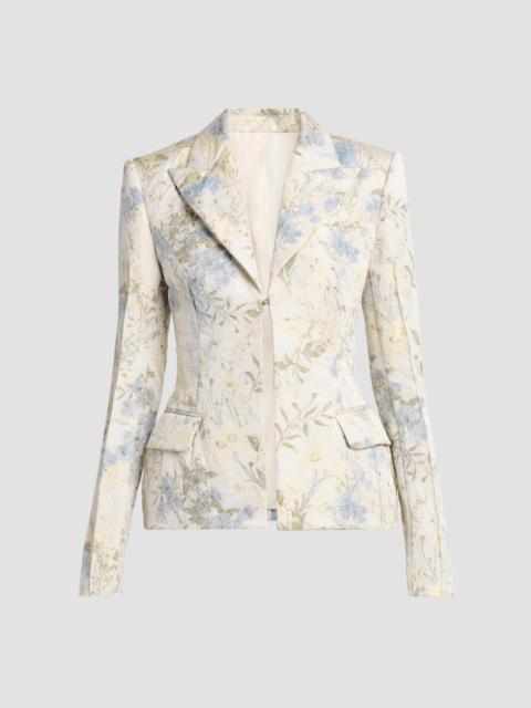 Alexander McQueen Women's Floral Jacquard Single-Breasted Jacket - Ivory Lemon Blue