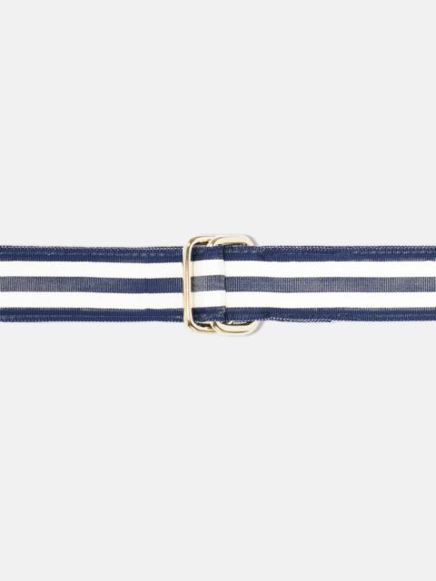 J. PRESS MADE-IN-USA NAVY & WHITE STRIPED GROSGRAIN RIBBON BELT