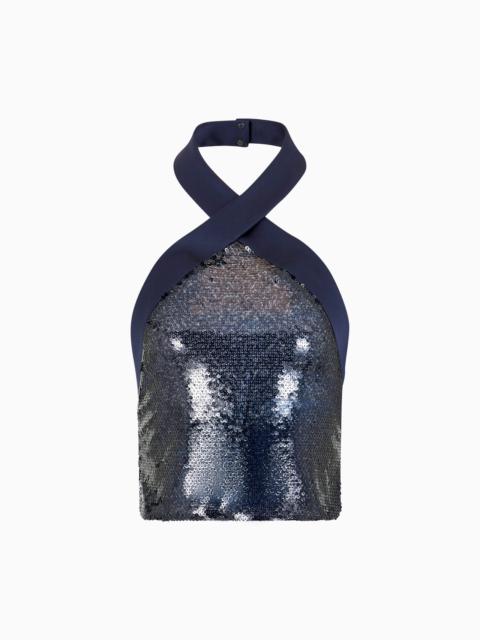 GIORGIO ARMANI TULLE TOP EMBROIDERED WITH SEQUINS