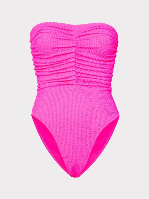MILLY Textured Ruched One Piece