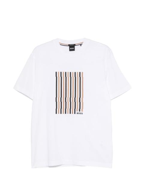 BOSS stripe-embroidered T-shirt