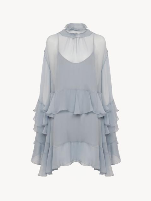 Chloé RUFFLED MINI DRESS IN SILK MOUSSELINE