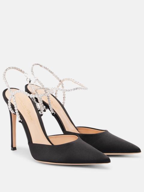 Gianvito Rossi Crystal-embellished satin pumps