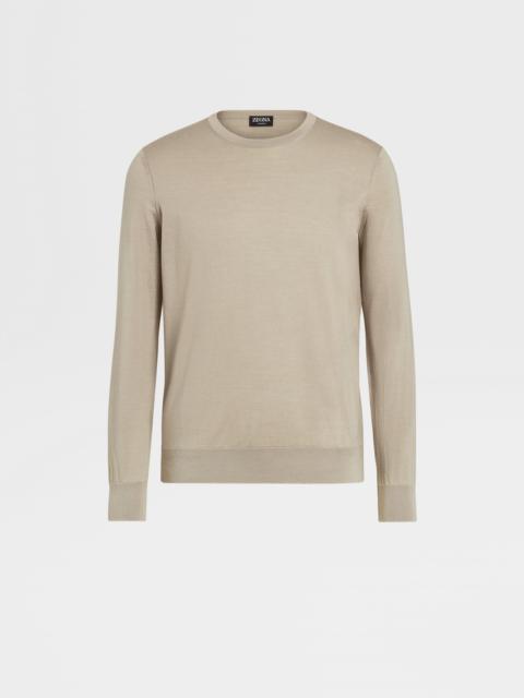 ZEGNA LIGHT TAUPE CASHSETA CREWNECK