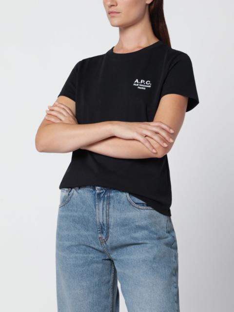 A.P.C. Black cotton T-shirt with embroidery