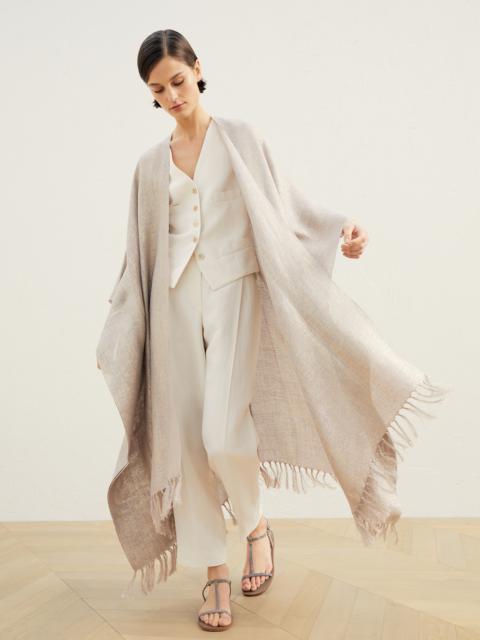 Brunello Cucinelli Sparkling regimental stripe linen shawl