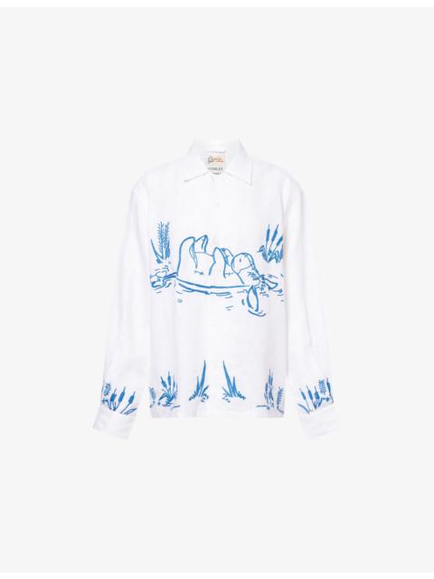 S.S.DALEY Harry Lambert for SS Daley x Disney Winnie The Pooh Embroidered Linen Shirt
