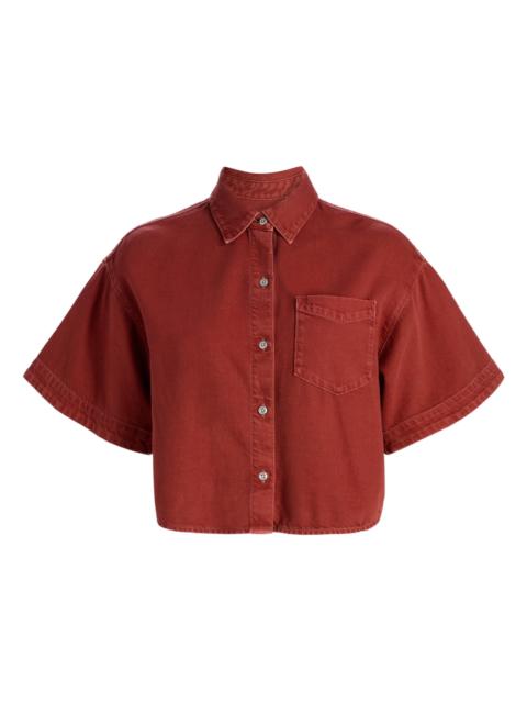 rag & bone Women's Marin Ultra Featherweight Denim Crop Top - Sienna Stone