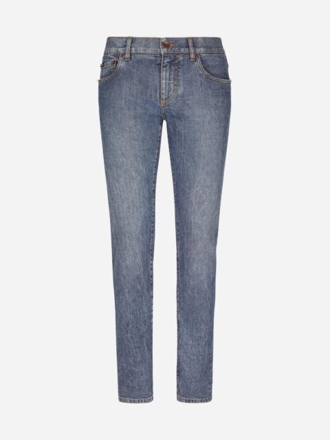 Light blue wash skinny stretch jeans