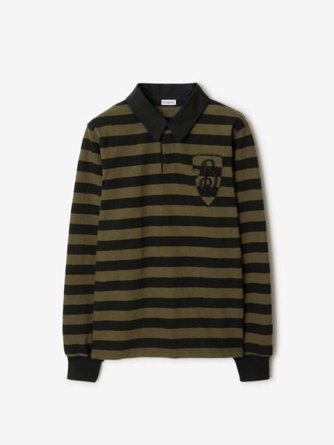 Long-sleeve Striped Cotton Polo Shirt