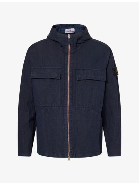 Stone Island Diagonal Hooded Cotton-Wool Overshirt