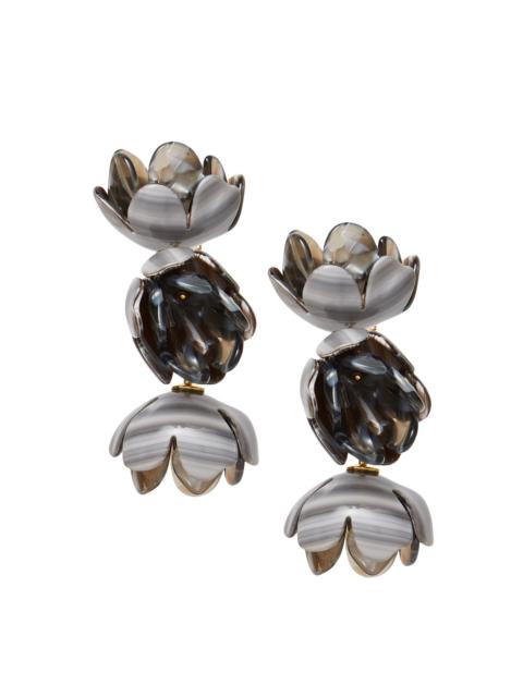 LELE SADOUGHI Women's Rose Petal Triple Drop 14K-Gold-Plated & Acetate Clip-On Earrings - Charcoal Stripe