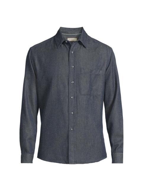 Canali Men's Cotton Mélange Denim Button-Front Shirt - Dark Blue