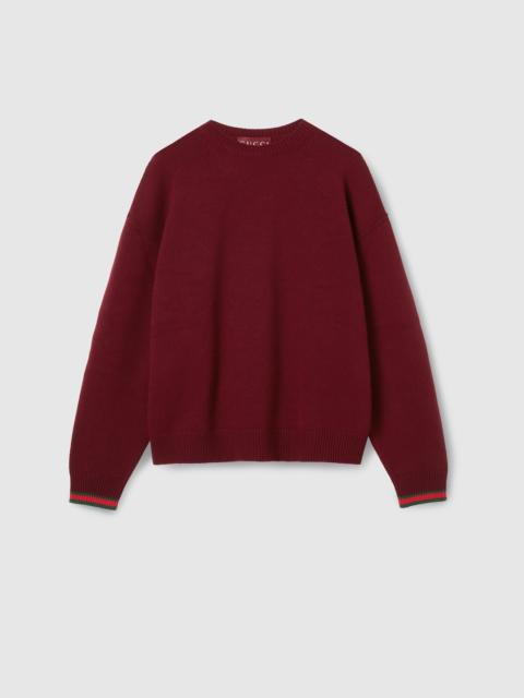 GUCCI Cashmere wool sweater with Web trim