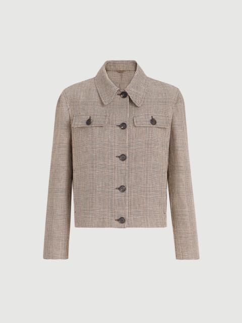 Brunello Cucinelli Linen Prince of Wales jacket with monili