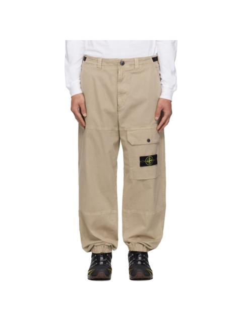 Stone Island Tan 3100010 Organic Cotton Stretch Broken Twill Trousers