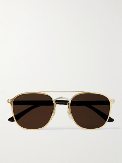 Cartier Aviator-Style Gold-and Silver-Tone and Tortoiseshell Acetate Sunglasses