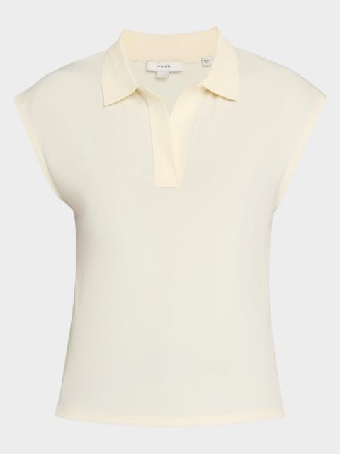 Vince Cap-Sleeve Polo Top