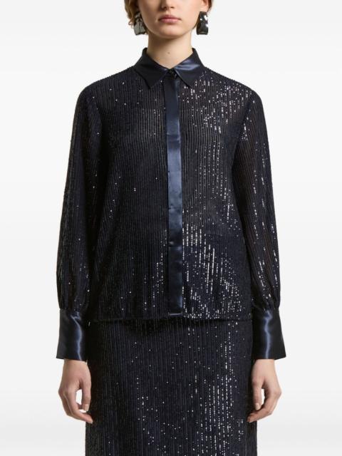 PESERICO sequin-embellished satin-trimmed shirt