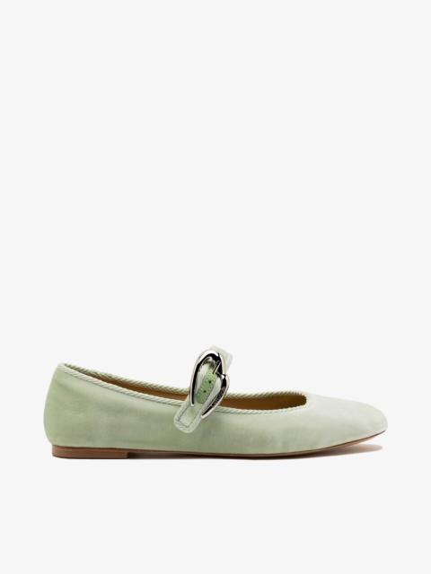 Larroudé Verona Ballet Flat Mint Green Velvet