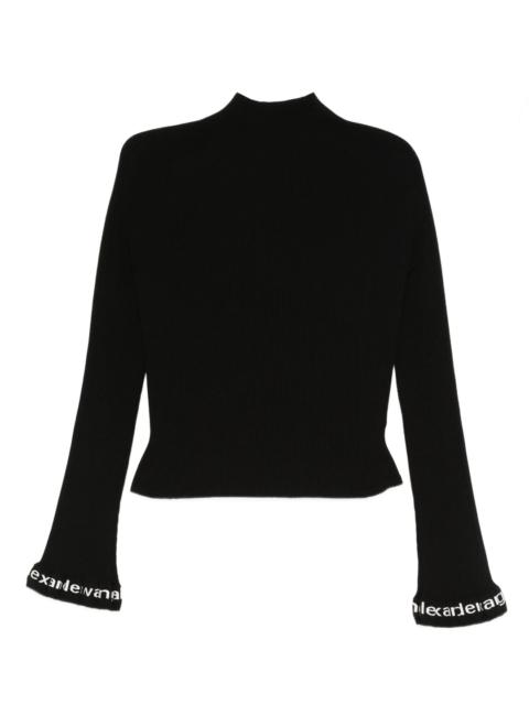 Alexander Wang Long-Sleeve Ruffle-Hem Turtleneck