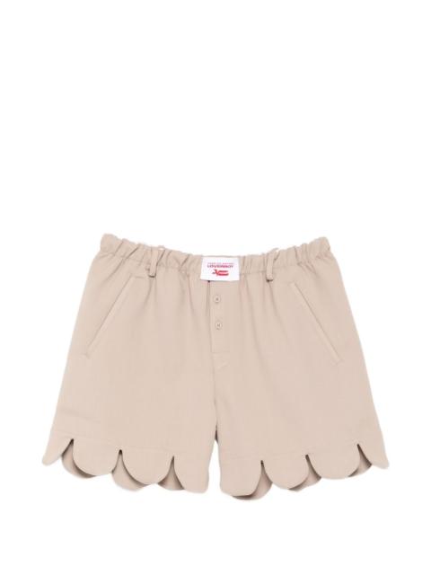 CHARLES JEFFREY LOVERBOY logo-patched scalloped-hem shorts