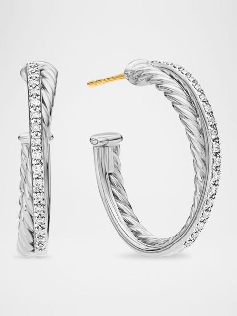 DAVID YURMAN DY Crossover Medium Hoop Earrings w/ Diamonds