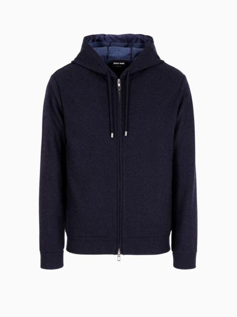 Giorgio Armani Vicuña sweatshirt with hood in cashmere and vicuña