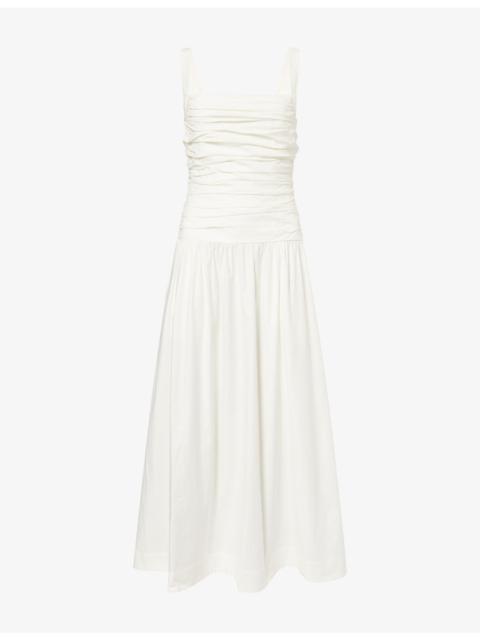Reformation Nesta Draped Cotton Midi Dress
